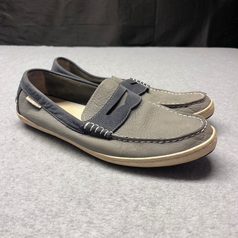 Cole Haan Grant Driver Loafers Mens 10M Grey Navy Leather Penny Shoes C22117